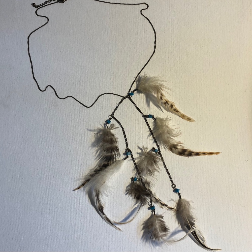 Turquoise and Feather Necklace